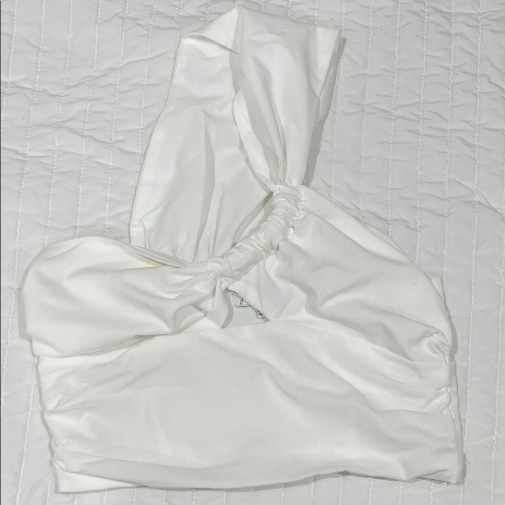White one shoulder cropped Top